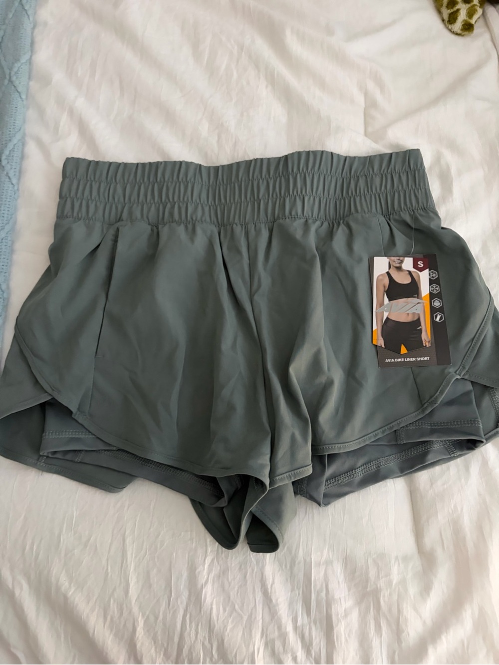 Avia Sage Green Layered Athletic Shorts
